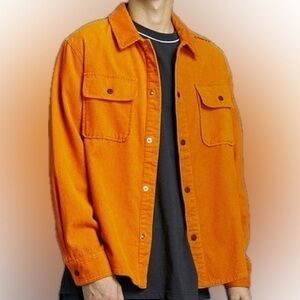 Converse corduroy shirt jacket size small in orange/yellow EUC
